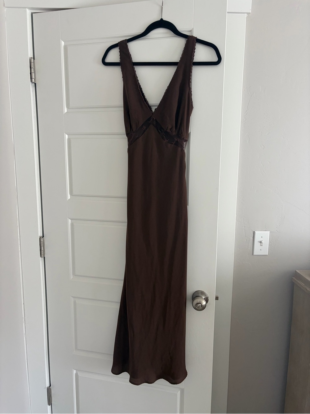 Wild Fable Brown Slip Dress with Lace Trim detailing